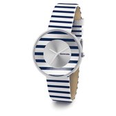 Lambretta Cielo 34 mm Wit Blauw - dames horloge met leren band - 2105BLU