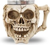 3D roestvrij stalen doodskop mok, gothic doodskop-koffiemok, middeleeuwse schedel drankware-beker, voor bier rum koffie dranken, Vaderdagcadeau, (cover face)