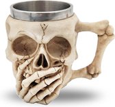 3D roestvrij stalen doodskop mok, gothic doodskop koffiemok, middeleeuwse schedel drankware-beker, voor bier rum koffie dranken, vaderdagcadeau, (cover mouth)