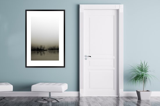Brouillard - Water - Arbres - Nature - Photo sous cadre - 80x120 cm - Décoration murale - Décoration murale