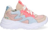 Bunnies JR 223440-122 Meisjes Lage Sneakers - Beige/Roze/Blauw - Nubuck - Veters