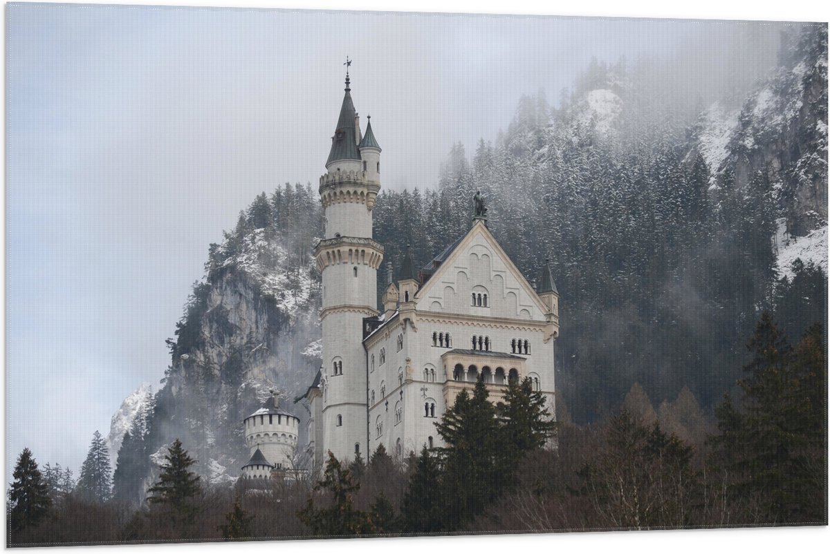 Vlag - Wit Kasteel in de Bossen van Duitsland - 105x70 cm Foto op Polyester Vlag