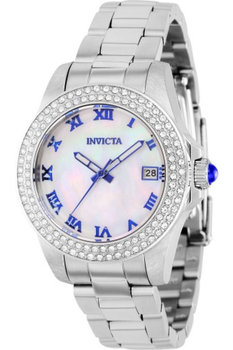 Invicta Angel 36069 Dames Horloge - Waterdicht - Analoog - Quartz Uurwerk - Roestvrij Staal met parelmoeren Wijzerplaat - 34mm