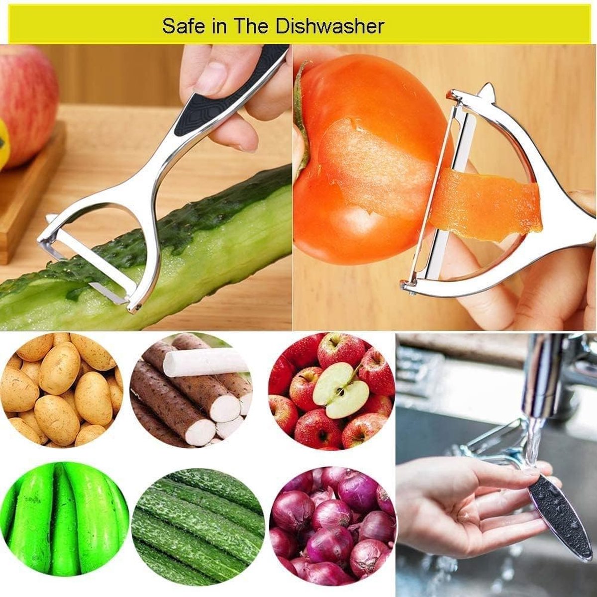 Leaflai Dunschiller, premium roestvrij staal, Y-vormig draaibaar groentemes met scherp lemmet en antislip handgreep, aardappelschiller, groenten voor tomaten, wortelen en fruit Leaflai Dunschiller, premium roestvrij staal, Y-vormig draaibaar groentemes met scherp lemmet en antislip handgreep, aardappelschiller, groenten voor tomaten, wortelen en fruit