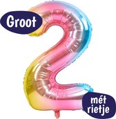 Cijfer Ballonnen - Ballon Cijfer 2 - 70cm Regenboog - Folie - Opblaas Cijfers - Verjaardag - 2 jaar, 20 jaar, 21 jaar - Versiering