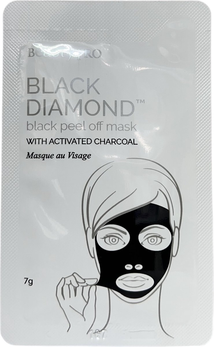 BeautyPro Gezichtsmasker Black Peel van Geactiveerde Houtskool 12 stuks a 7 gr