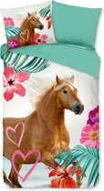 Vrolijke kids dekbedovertrek Paard - 140x200/220 (eenpersoons) - scherp geprint - lijkt net echt - heerlijk zacht en soepel - huidvriendelijk en duurzaam - kleurvast en slijtvast - optimaal slaapcomfort