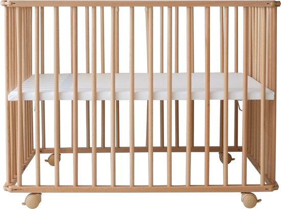 Petite Amélie Baby box 'Tigre' Naturel 100x75cm – Inklapbaar zonder gereedschap – Verstelbare bodem in 3 hoogtes – Soepel verrijdbaar met vergrendelbare wieltjes – Magische speelplek voor je kleintje.