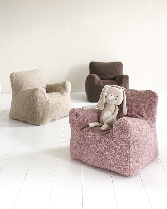 Petite Amélie Peuterstoel Roze - Teddy Zitzak Kind XL - Met Wasbare Hoes - Kinderzetel (1-8 jaar) - Zachte Kindersofa met Visco vulling van Merkloos — afbeelding 3