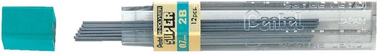 Potloodstift Pentel 0.7mm zwart per koker 2B - 12 stuks