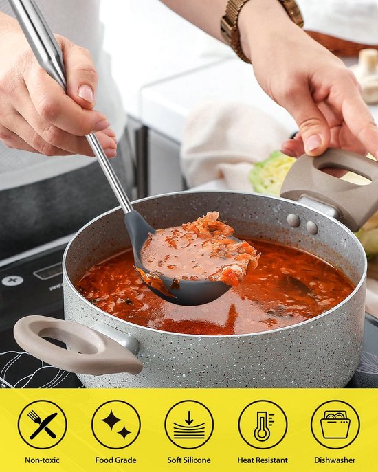 Cuillère à soupe en Siliconen Cuillère à fentes Ustensiles de cuisine  Antiadhésifs Sans BPA Résistant à la chaleur Ustensiles de cuisine pour