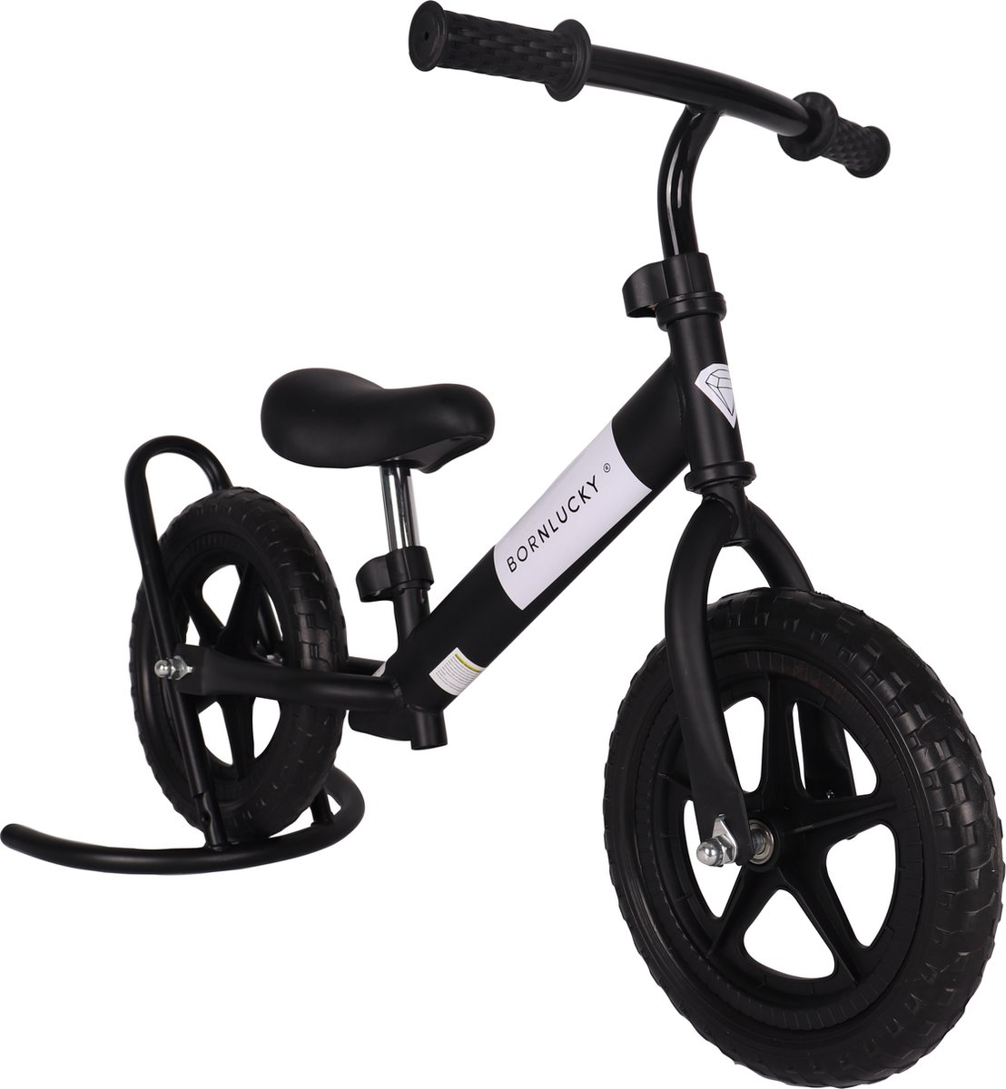 Born Lucky Loopfiets – Balance Bike – Verstelbaar Stuur en Zadel – Vanaf 2 Jaar – Lichtgewicht – Zwart — afbeelding 4