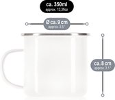 com-four® 3 x emaille bekers - drinkbekers van geëmailleerd roestvrij staal - theepot - koffiemok voor buiten en camping - 3-delige bekerset - vaatwasmachinebestendig (wit)