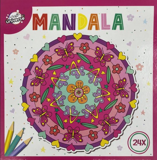 Craft Universe - Mandala Kleurboek voor Kinderen - vlinders 24 kleurplaten  - zowel... | bol.com