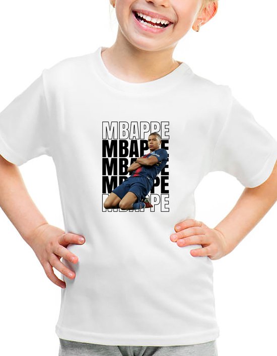 Kylian Mbappe - Kinder shirt met tekst- Kinder T-Shirt - Wit - Maat 134/140 - T-Shirt leeftijd 9 tot 10 jaar - Grappige teksten - Cadeau - Shirt cadeau - Voetbal tekst- verjaardag