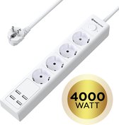 Multiprise 8 prises MostEssential Premium - Édition 4000 W - Multiprise avec interrupteur - USB - Wit