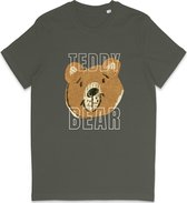 T Shirt Dames Heren - Grappige Teddy Beer Print Opdruk - Khaki - 3XL