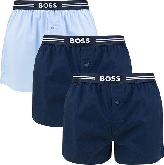 Hugo Boss BOSS 3P wijde boxershorts basic blauw - XL