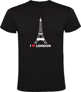 I Love London Heren T-shirt - eiffeltoren - londen - liefde - parijs - love - humor - grappig