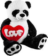 BRUBAKER - XXL Panda -100 cm - met een Love Hart - Knuffeldier - Knuffel - Teddybeer - Moederdag cadeautje