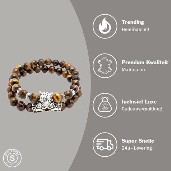 Tiger Eye Small Beads armband - | Handgemaakte Heren