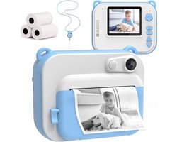 foto van Silvergear Kindercamera met Foto Printer - Mobiele Fotoprinter - Kids Camera - 4 Games - MP3 - Blauw