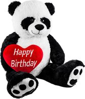 BRUBAKER - XXL Panda 100 cm - Happy Birthday hart - Knuffelbeer - Teddybeer - Knuffel - Verjaardag Cadeau