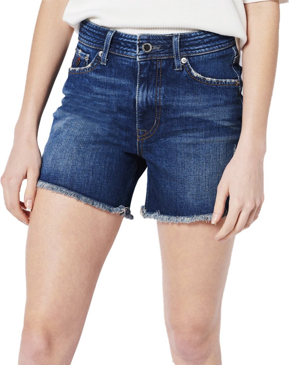 Superdry Slimfit short met middelhoge taille Dames Jeans shorts Blauw