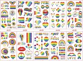 LGBTQ tattoo stickers - 10 Vellen - Tijdelijke tatoeages - Nep tatoeages - Kinder tatoeages - pride tattoo - lhbtiq+ tattoo - Regenboog tattoo