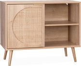 sweeek - Opberg dressoir, eva, houtdecor en afgerond riet l80 x b39 x h65,8cm