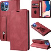 iPhone 12 Mini Hoesje Bookcase - Rood - iPhone 12 Mini wallet case - hoesje iPhone 12 Mini bookcase - Kunstleer - Rood - GSMNed Wallet Softcase Bookcase - Handvat -