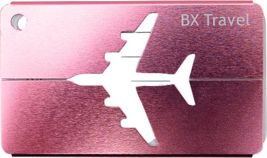 Bagagelabel - Koffer Label - Reisaccessoire - Luggage Tag - Aluminium Label - Kleur: Roze - Merk: BX Travel®