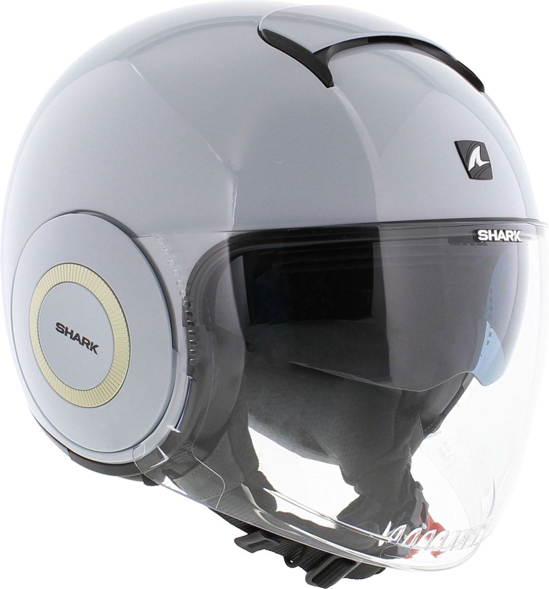 Shark Nano Blank Wit Zilver Glanzend W01 Jethelm - Maat XS - Helm – foto 8