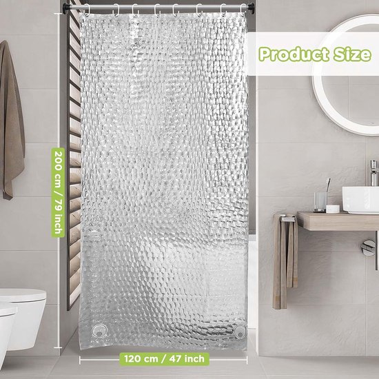Rideau de douche, 120 x 200 cm, 100% EVA, avec bloc de plomb sur le bas,  rideau... | bol.com