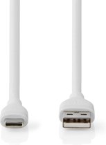 Nedis USB-Kabel - USB 2.0 - USB-A Male - USB-C Male - 15 W - 480 Mbps - Vernikkeld - 1.50 m - Rond - Silicone - Wit - Doos