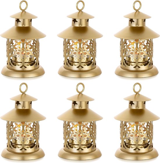 Photophore lanterne décoration dorée - Set de 6 lanternes vintage bougie  métal petite... | bol