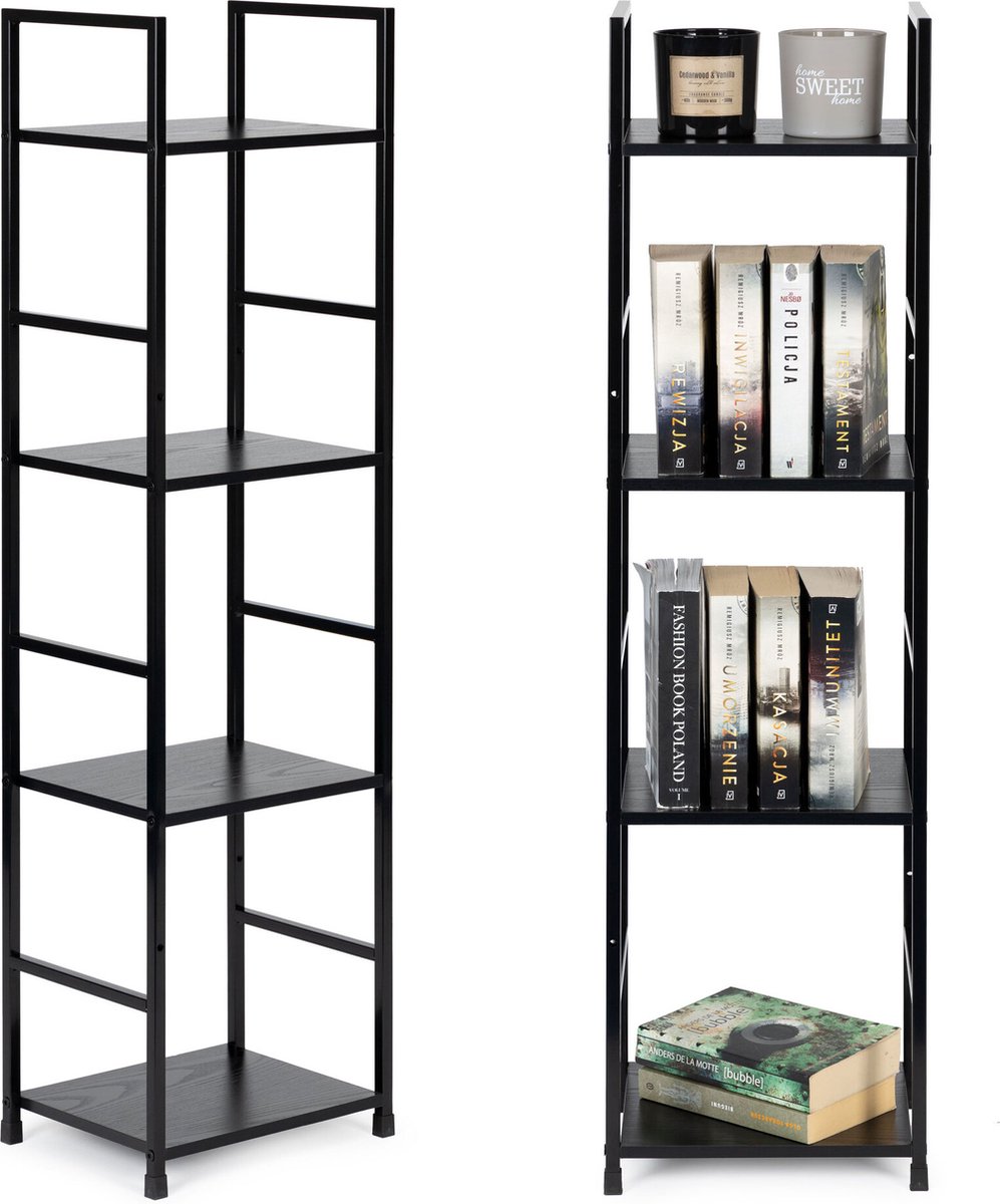 Boekenkast - 112x23.5x29cm - 4 planken - zwart