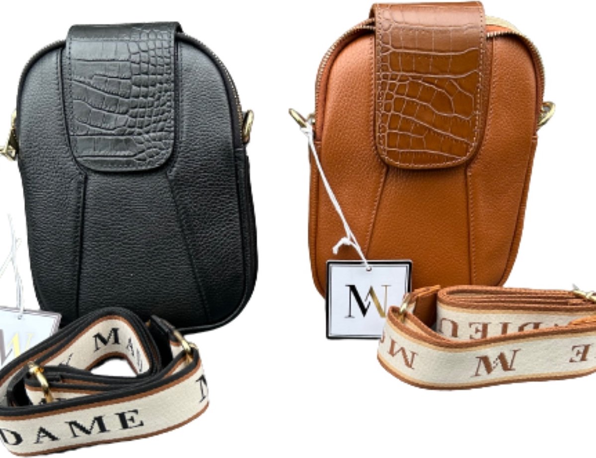 MONDIEUX MADAME - Astoria - zwart - Limited Edition - tas - handtas - gsm tas - crossbody - Italiaans design - leder