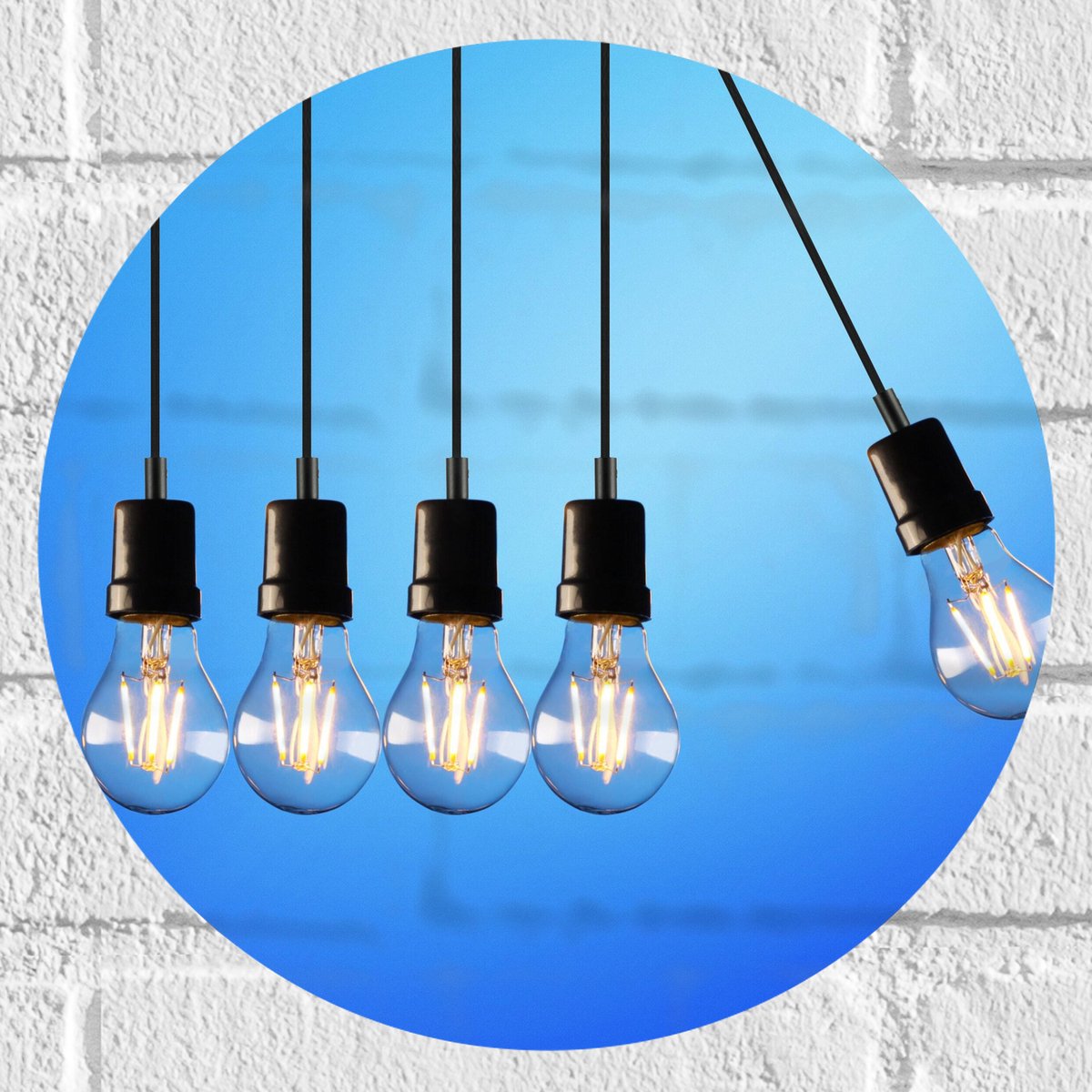 Muursticker Cirkel - Gloeilamp - Verlicht - Hangen - 30x30 cm Foto op Muursticker