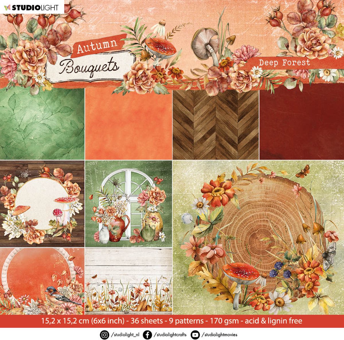 Studio Light Paper Pad Autumn Bouquet nr.108 SL-AB-PP108 152,4x152,4mm (08-23)