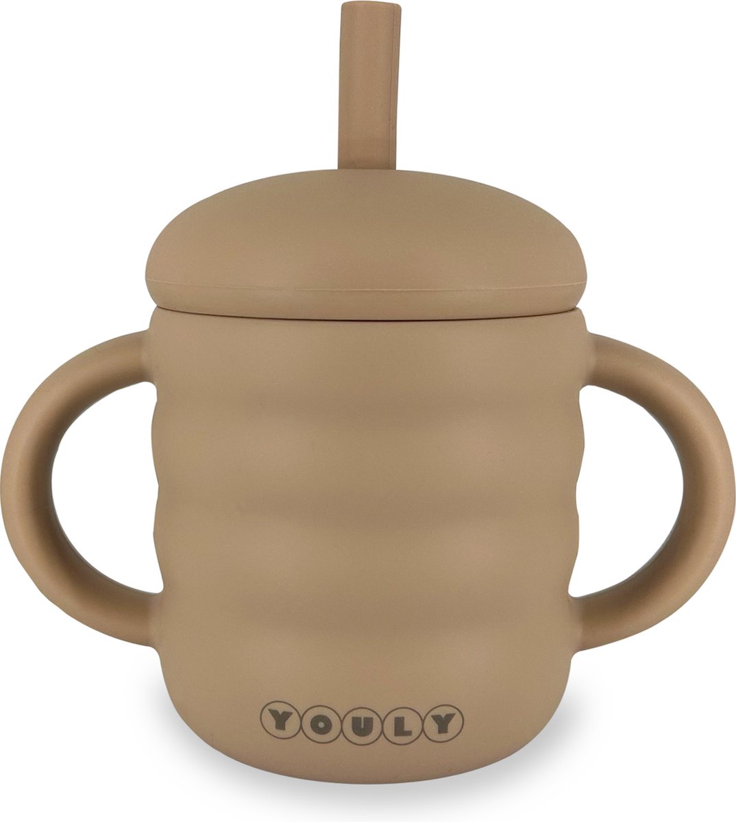 Goedkoopste Youly® Bubble Rietjesbeker – Anti-Lek Drinkbeker – Siliconen Drinkbeker voor Kinderen – BPA-vrij – Antislip – Vaatwasserbestendig – Taupe – 160 ml