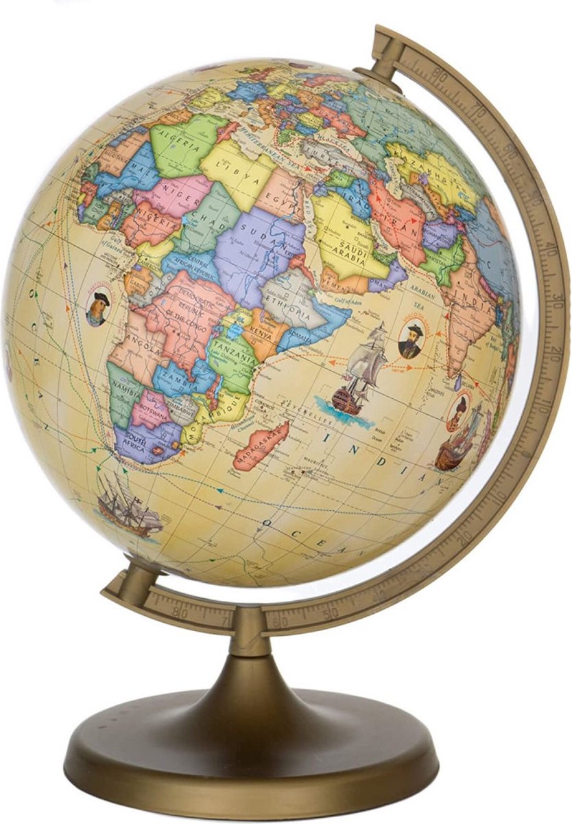 Wereldbol - Educatief Globe - ø 22 cm - Wereldbol met Historische Ontdekkingen