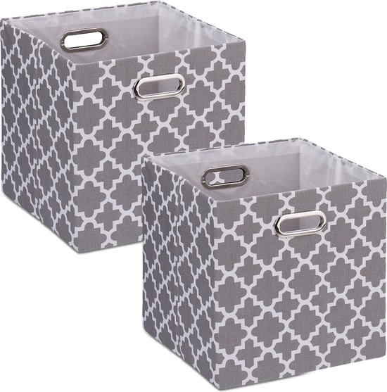 Foto: Linnen opbergmand set van 2 opvouwbaar 27l 30 5x30 5x30 5 cm
