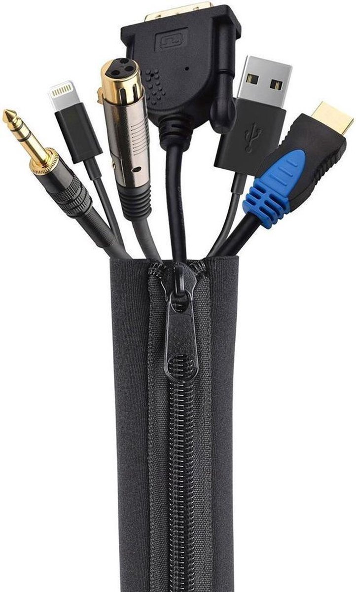 *** Kabel Organiser 50 cm - Kabelgoot - Kabel houder - kabelbeschermer - voor tv en bureau - kabel management - Zwart - van Heble® ***