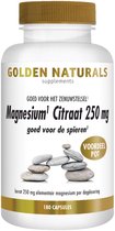 Golden Naturals Magnesium Citraat 250mg (180 veganistische capsules)