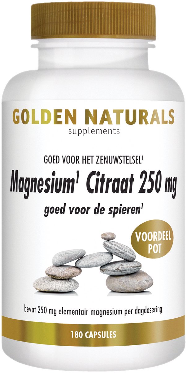 Goedkoopste Golden Naturals Magnesium Citraat 250mg (180 veganistische capsules