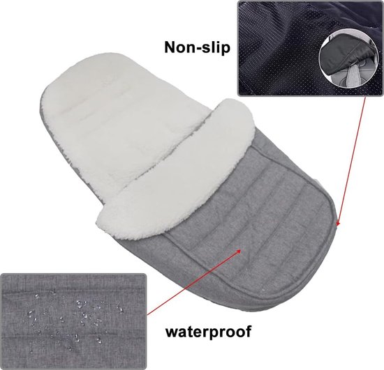 Cosytoes Voetenzak, waterdicht en winddicht, CosyToes fleecevoering, universele pasvorm voor kinderwagen, buggy, zwart (grijs/wit fleece) van Cosytoes — afbeelding 3