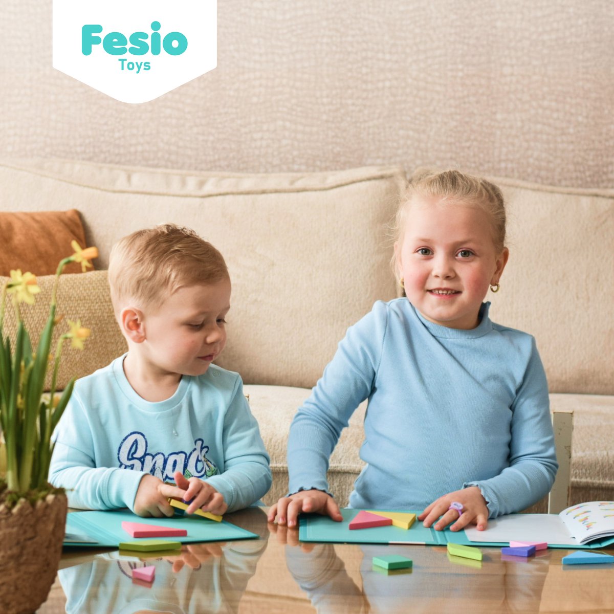 Fesio Tangram Puzzel Magnetisch voor Peuters en Kleuters - Puzzelboek/Magneetboek/Houten Vormenpuzzel - Turquoise — afbeelding 12