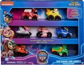 PAW Patrol The Mighty Movie - Coffret cadeau 7 pièces Pup Squad Racers avec une voiture jouet unique Mighty Pups Liberty
