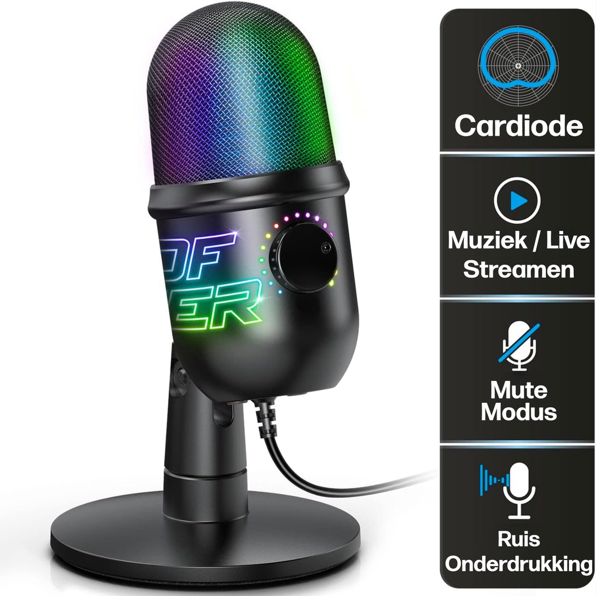 Phreeze USB Microfoon - Condenser Microfoon voor PC - Gaming Microfoon - Streamen - Podcast microfoon - Phreeze